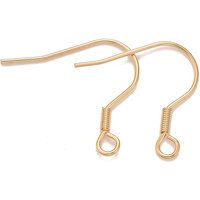 Crochets d'oreilles en acier inoxydable 304 avec boucle horizontale, plaqué or 18k
