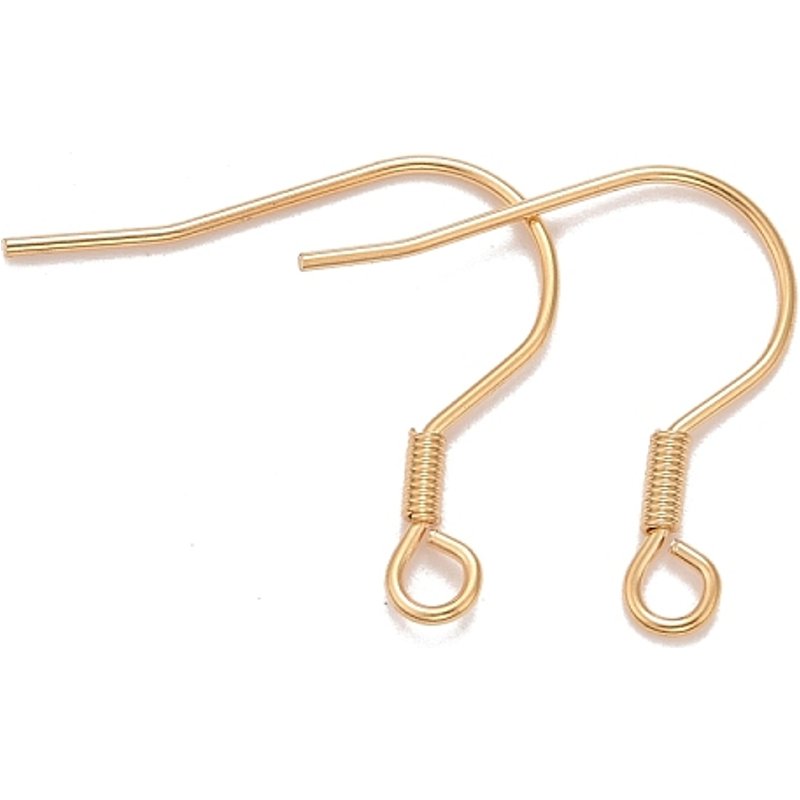 Crochets d'oreilles en acier inoxydable 304 avec boucle horizontale, plaqué or 18k — Accessoires pour bijoux