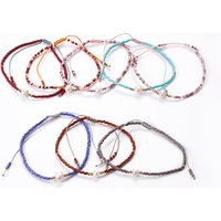 Bracelet en Fil de Nylon Tressé avec Perles de Verre et Perles de Culture — Bracelet Femme
