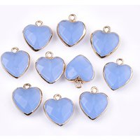 Pendants en jade blanc naturel électroplaqué en forme de cœur bleu — Breloques et pendentifs