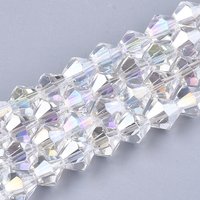 Electroplate Glass Beads Strands, AB Color Plated, Faceted Bicone