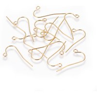 304 Stainless Steel Earring Hooks with Horizontal Loop, 18k Gold Plated — Jewelry Findings