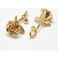Brass Rose Pendants, Real 18K Gold Plated — Charms & Pendants