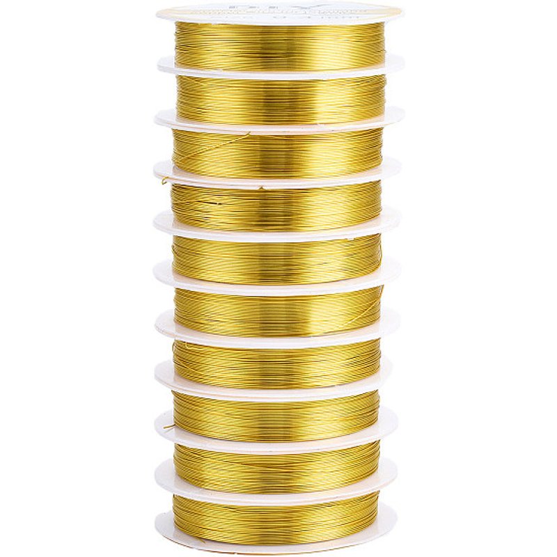 Round Copper Jewelry Wire, Golden Plated, 26 Gauge, 32.8 Feet — Chains, Wire & Cord