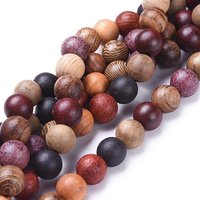 Natural Wood Beads Strands, Round, Colorful, 6mm, 64pcs — Jewelry Beads