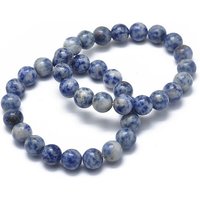 Bracelet Élastique Femme en Jaspe Bleu à Pois Naturel — Bracelet Femme