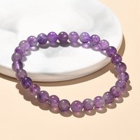 Bracelet Élastique en Améthyste Naturelle, Rond, Diamètre 2-2,375 Pouces — Bracelet Femme