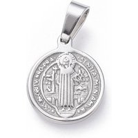 Pendentif rond plat en acier inoxydable 304 avec Saint Benoît