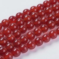 Brins de Perles de Cornaline Naturelle, Teintes, Ronde, Rouge Foncé, 8mm — Perles à bijoux