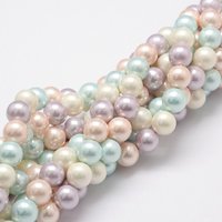 Polished Shell Pearl Bead Strands, Grade A, Mixed Color, 8mm — Jewelry Beads
