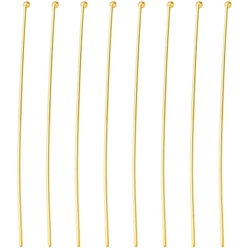 Épingles à tête ronde en laiton, sans nickel, couleur dorée, 50 mm de long — Accessoires pour bijoux