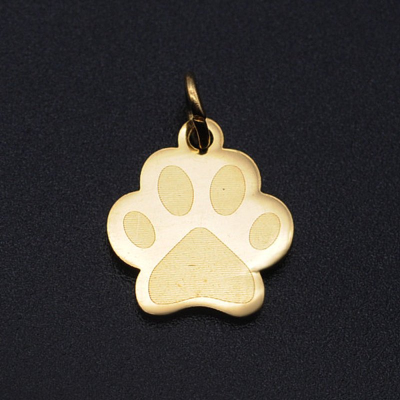 Charms pour animaux en acier inoxydable 201 avec anneaux de saut - Empreintes de pattes de chien — Breloques et pendentifs