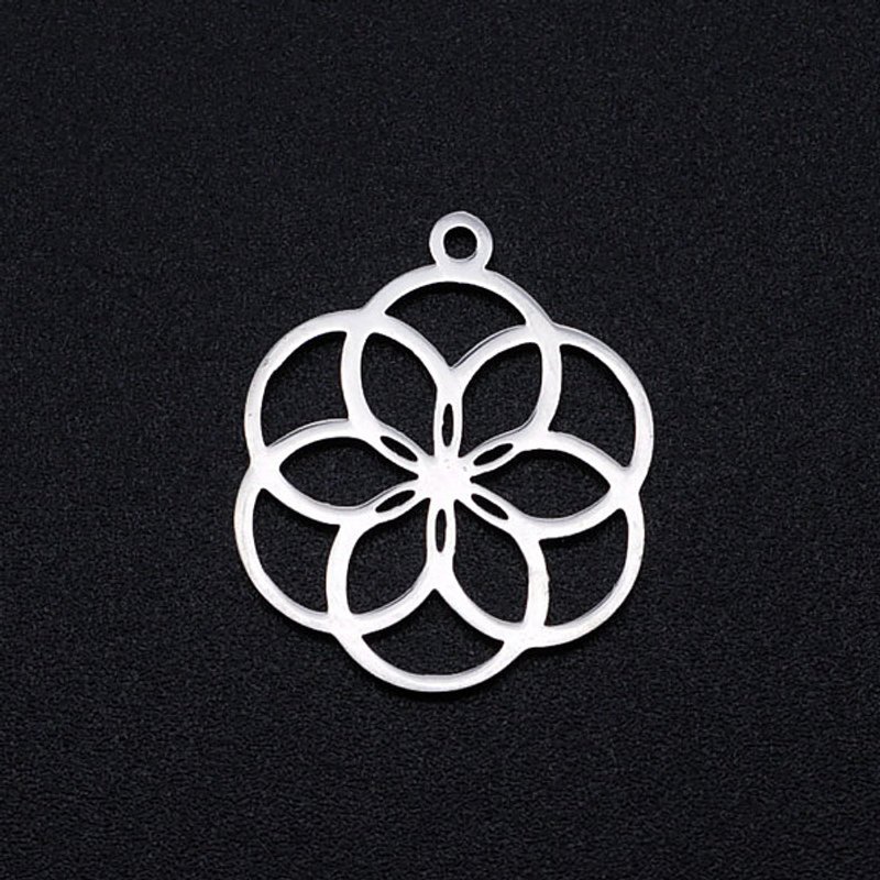 Charms en filigrane en acier inoxydable 201, Graine de Vie/Géométrie Sacrée — Breloques et pendentifs