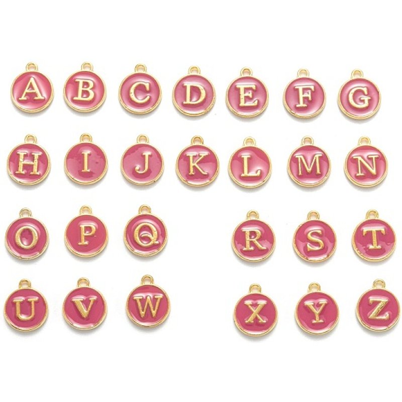 Charms Enamel Alphabet A-Z Double Face Plaqué Or 26pcs — Breloques et pendentifs