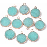Pendants en jade blanc naturel avec bézel en laiton doré — Breloques et pendentifs