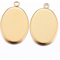 Ion Plating 304 Stainless Steel Oval Pendant Cabochon Settings — Jewelry Findings