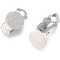 304 Stainless Steel Clip-on Earring Findings with Round Flat Pad