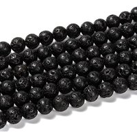Brins de Perles de Roche Volcanique Naturelle, Ronde, 8mm, Trou de 1mm, 47pcs — Perles à bijoux