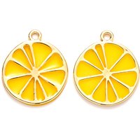 Pendentif en alliage doré citron avec résine époxy, sans cadmium ni plomb