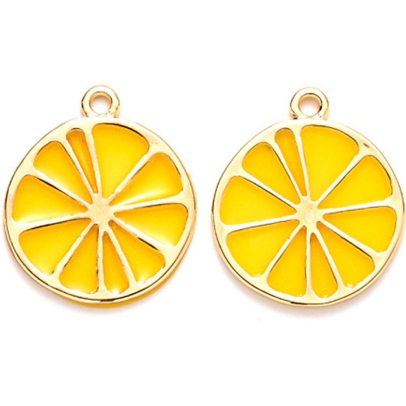 Pendentif en alliage doré citron avec résine époxy, sans cadmium ni plomb — Breloques et pendentifs