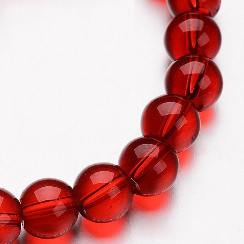 Fil de perles rondes en verre, rouge, 6mm, 50pcs/fil — Perles à bijoux