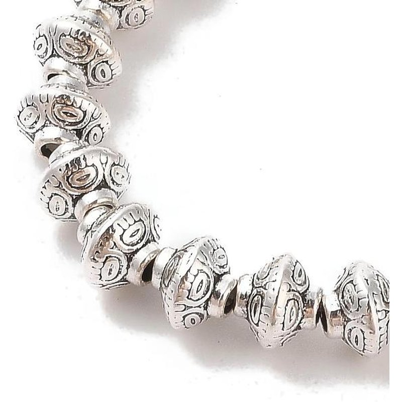 Tibetan Style Bicone Alloy Bead Strands, Antique Silver, 34pcs — Jewelry Beads