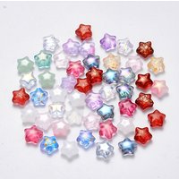 Spray Painted Glass Beads, Mixed Style, Star, Mixed Color — Jewelry Beads