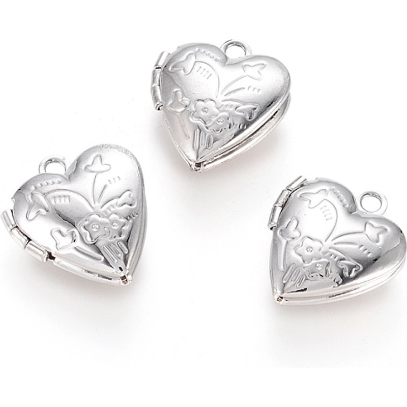 Brass Heart Locket Pendant, Photo Frame Charm for Necklaces — Charms & Pendants