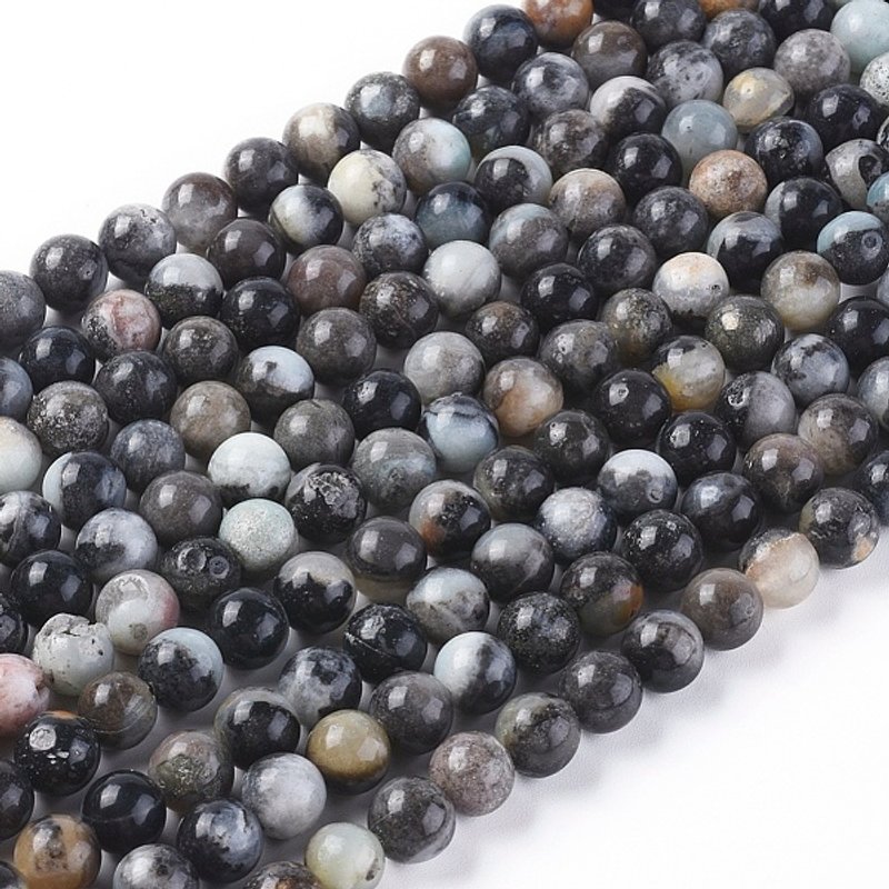 Natural Flower Amazonite Beads Strands, Round, 8mm, 46pcs — Jewelry Beads