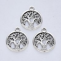 Pendentif en alliage de style tibétain avec arbre de vie, argent antique