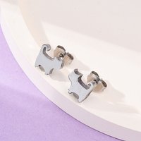 304 Stainless Steel Cat Stud Earrings, Hypoallergenic, 8mm — Costume Jewelry