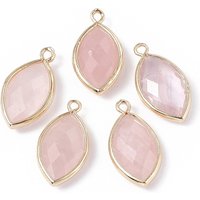 Pendants en Quartz Rose Naturel avec Trouvailles en Laiton Plaqué Or — Breloques et pendentifs
