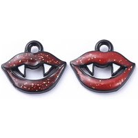 Pendentif en alliage noir émaillé - Bouche de crocs pour Halloween