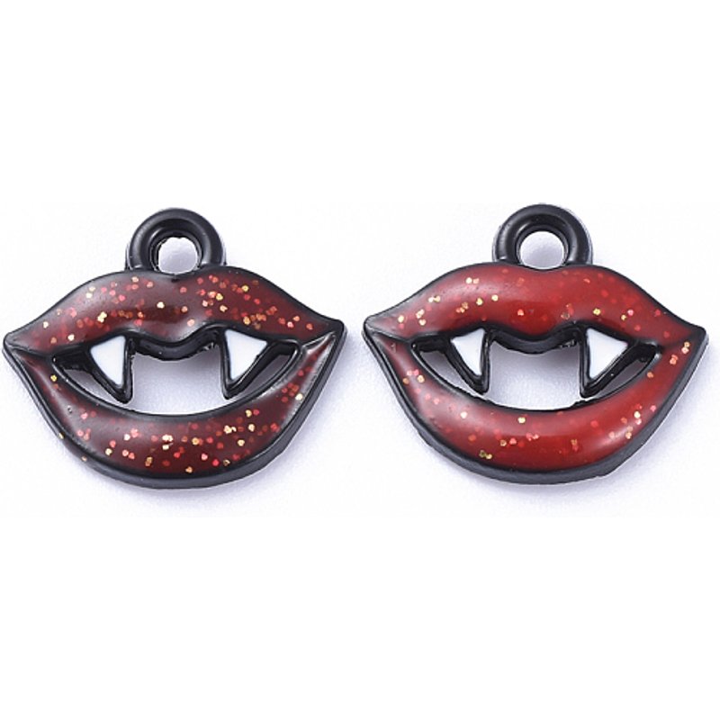 Pendentif en alliage noir émaillé - Bouche de crocs pour Halloween — Breloques et pendentifs