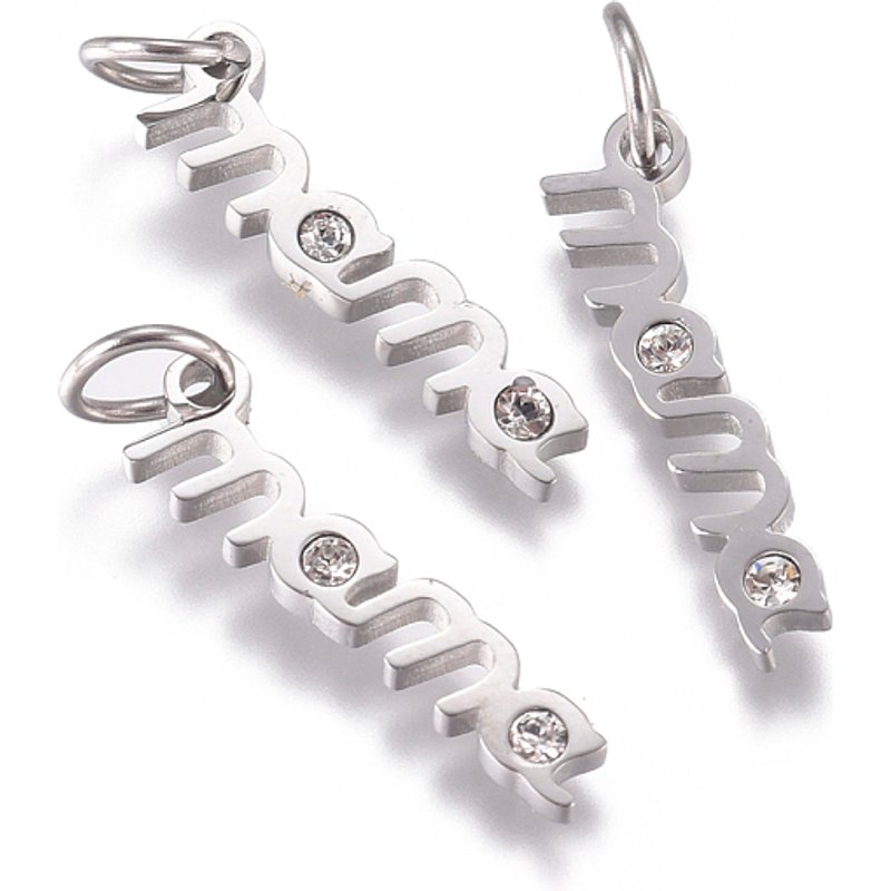 Pendentif Mama en acier inoxydable 316 avec zircon cubique — Breloques et pendentifs