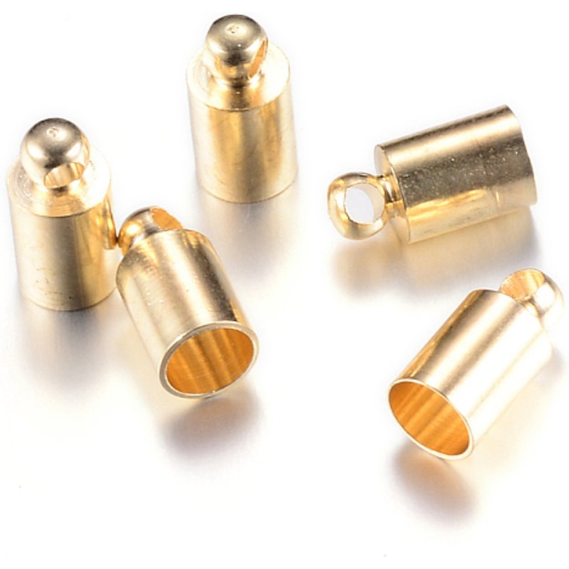 Embouts de cordon en laiton, capuchons, sans cadmium, or clair, 8x3mm — Accessoires pour bijoux