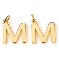 Charm en laiton avec anneau, plaqué or 18K, lettre M — Breloques et pendentifs