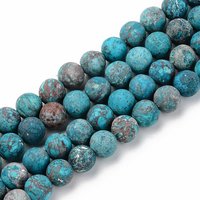 Brins de perles de turquoise américaine naturelle, givrées, bleu ciel, 8mm — Perles à bijoux