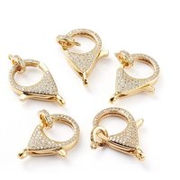 Fermoir en laiton avec zircon cubique micro pavé, plaqué or 18K — Accessoires pour bijoux