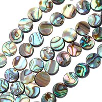 Benecreat 30 Packs Natural Abalone Shell Coin Flat Round Beads
