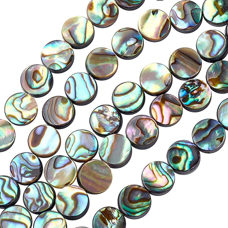 Benecreat 30 Packs Natural Abalone Shell Coin Flat Round Beads — Jewelry Beads