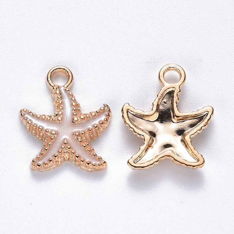 Pendentif Étoile de Mer en Émail Alliage Or Clair et Blanc — Breloques et pendentifs