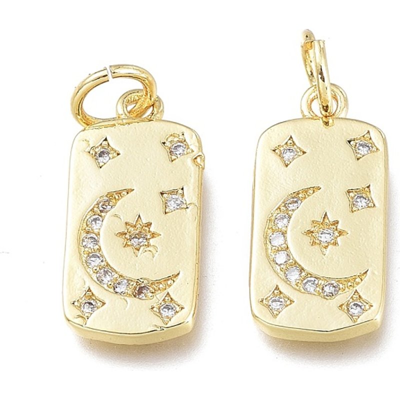 Brass Micro Pave Clear Cubic Zirconia Charms with Jump Ring — Charms & Pendants