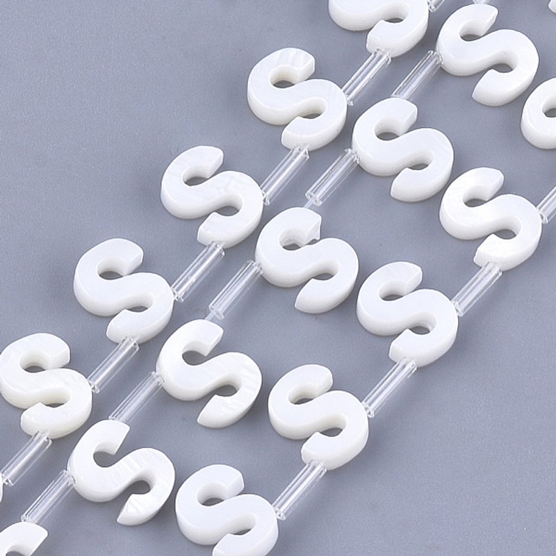 Freshwater Shell Beads, Top Drilled Beads, Letter S — Jewelry Beads