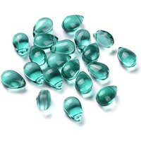 Transparent Glass Teardrop Beads, Dark Cyan, 9x6x5mm — Jewelry Beads