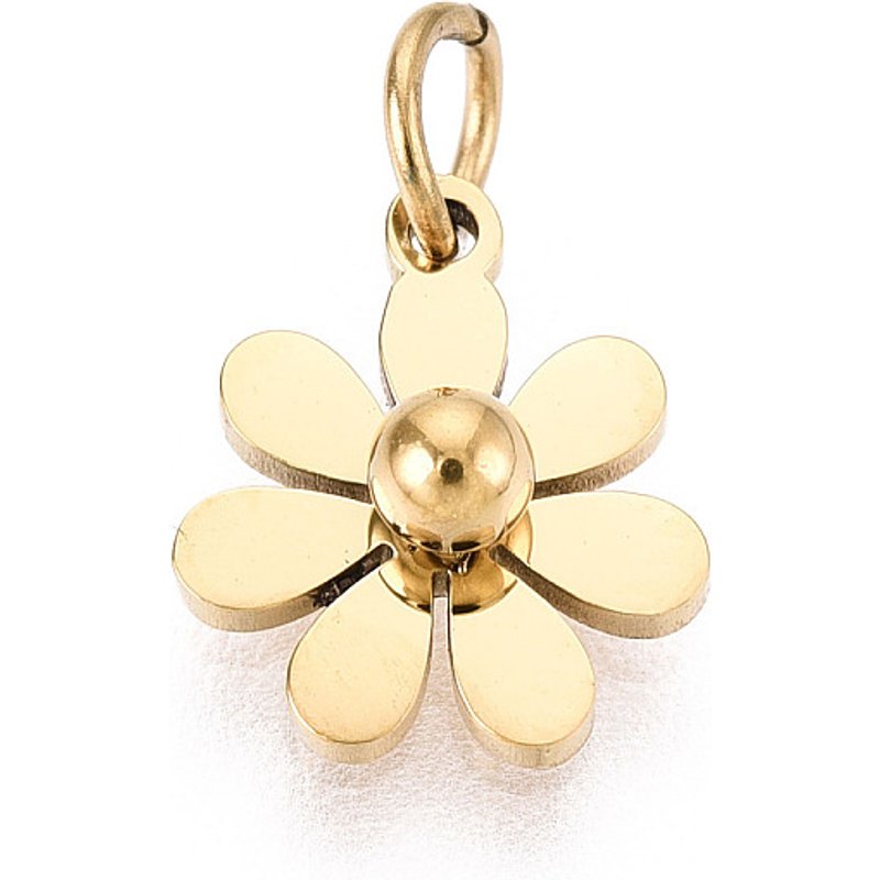 Ion Plating 316 Surgical Stainless Steel Flower Charm with Jump Ring — Charms & Pendants