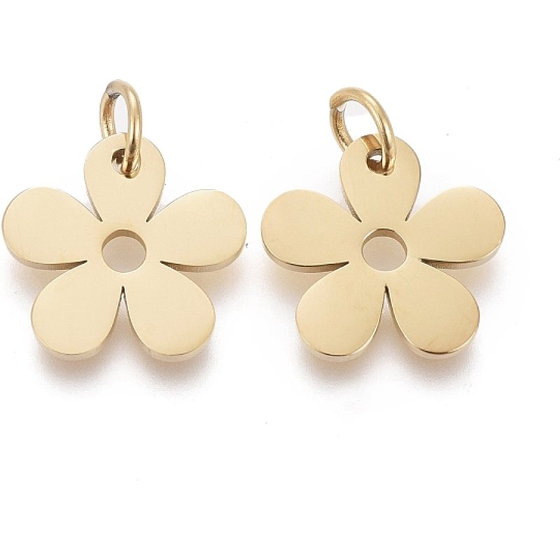 Ion Plating 316 Stainless Steel Flower Charm with Jump Ring — Charms & Pendants