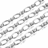 304 Stainless Steel Oval Link Chains with Spool, Unwelded, 16.4 Feet