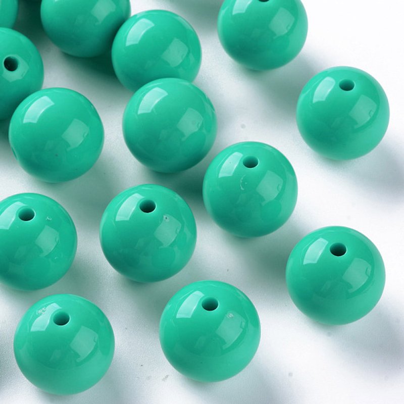 Opaque Acrylic Round Beads, Medium Aquamarine, 20x19mm, 111pcs — Jewelry Beads