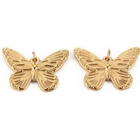 Pendants en Acier Inoxydable 304 en Forme de Papillon avec Anneaux, Plaqué Or — Breloques et pendentifs